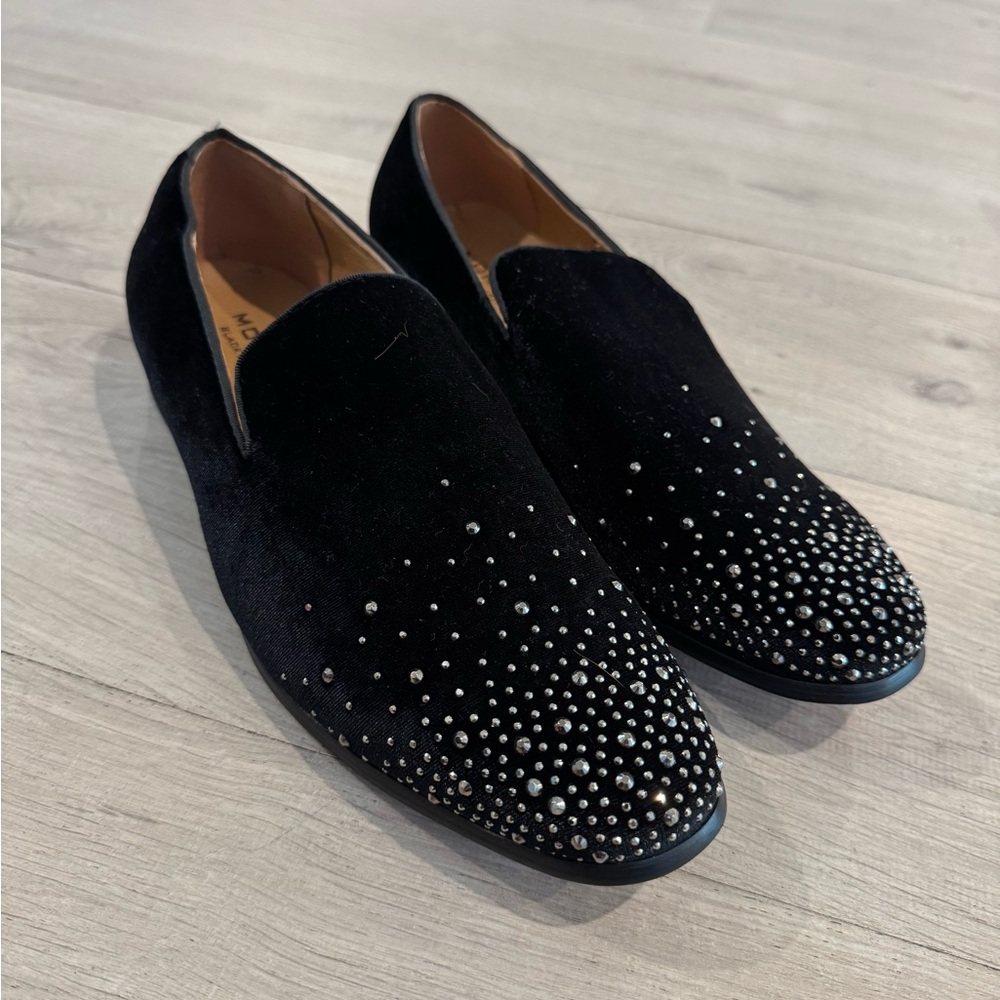 Moretti Black Label Men's Black Studded Loafers